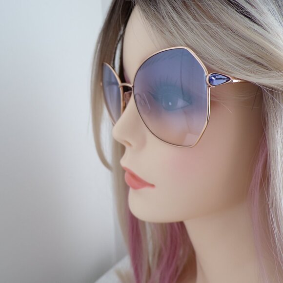 Swarovski Crystal Teardrop Detail Butterfly Shades Rose Gold Violet Sparkle 57mm main image 6